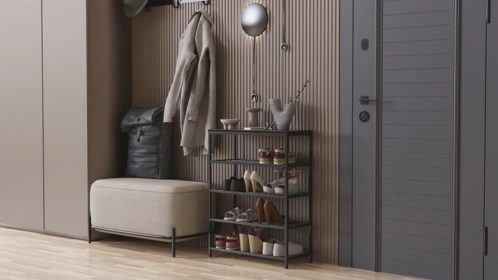 Полиця для взуття Слайм 4 Ferrum-decor 820x630x260 Чорний метал ДСП Венге Магія 16 мм (FRD-105161) - Фото 5 Полиця для взуття Слайм 4 Ferrum-decor 820x630x260 Чорний метал ДСП Венге Магія 16 мм (FRD-105161) - зображення 5