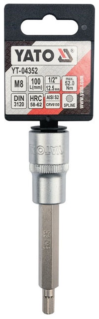 Nasadka YATO z końcówką Spline 1/2" M8 100 mm (YT-04352) - obraz 3
