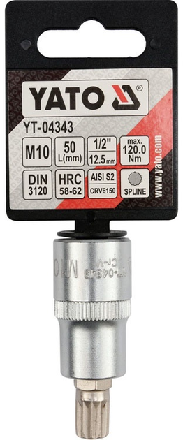 Головка YATO з викрутковою насадкою Spline 1/2" M10 55 мм (YT-04343) - зображення 3