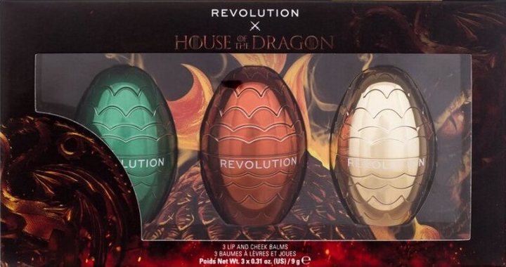 Zestaw balsamów do ust i policzków Revolution Makeup House Of The Dragon Lip & Cheek Balm 3 x 9 g (5057566835879) - obraz 1
