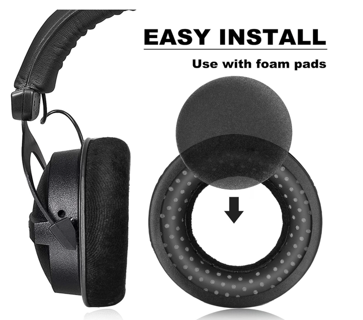 Амбушюры велюровые Beyerdynamic DT770 Pro, DT880 Pro, DT990 Pro black чорні - Фото 2 Амбушюры велюровые Beyerdynamic DT770 Pro, DT880 Pro, DT990 Pro black чорні - изображение 2