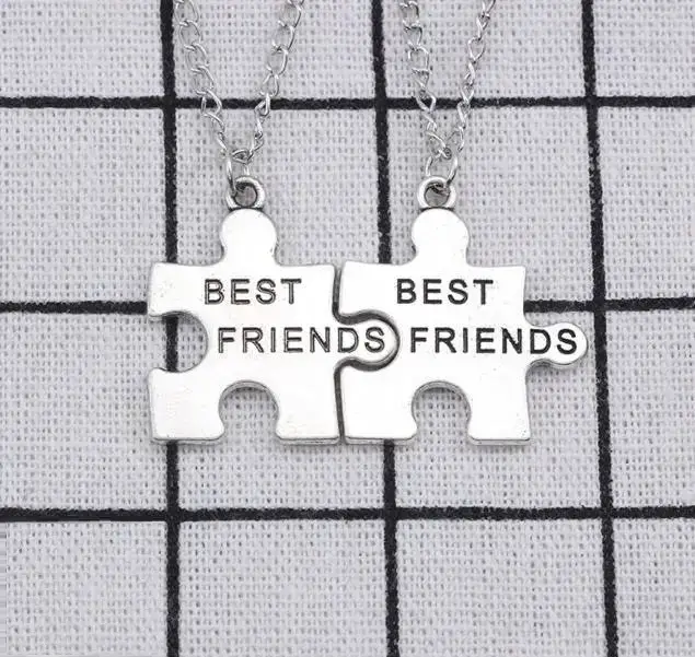 Парные кулоны для друзей Best Friends пазлы лучшие подруги друзья серебристые - изображение 2
