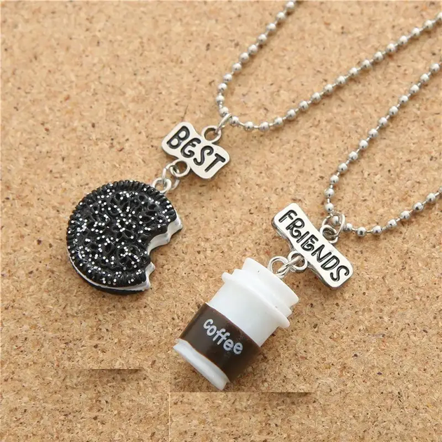 Парные кулоны best friends Oreo coffee для двух друзей подруг печенье и кофе - изображение 2