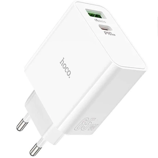 Сетевое зарядное устройство HOCO C113A Awesome PD65W (1USB/1Type-C) (White) (166652) - Фото 2 Сетевое зарядное устройство HOCO C113A Awesome PD65W (1USB/1Type-C) (White) (166652) - изображение 2