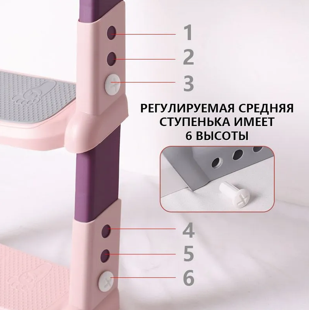 Дитяча насадка на туалет зі сходинками та ручками приставка на стульчак сидіння для унітазу сходи для дітей - зображення 3