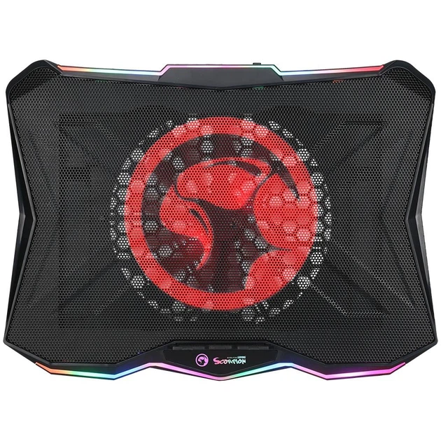 Подставка для ноутбука с охлаждением и RBG подсветкой MARVO FN-40 CoolingPad с регулировкой угла наклона 2USB, 9-17.3" Black - изображение 4