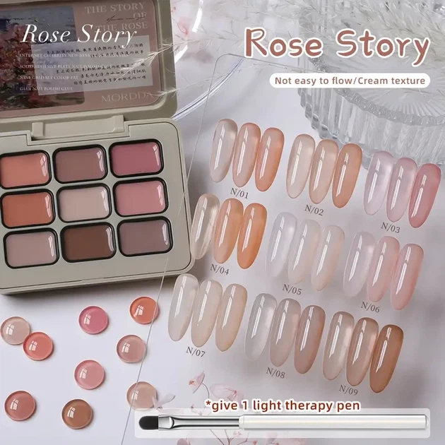 Набір фарб гель-лаків з текстурою масляної фарби MORDDA Rose story, 9 відтінків - зображення 3