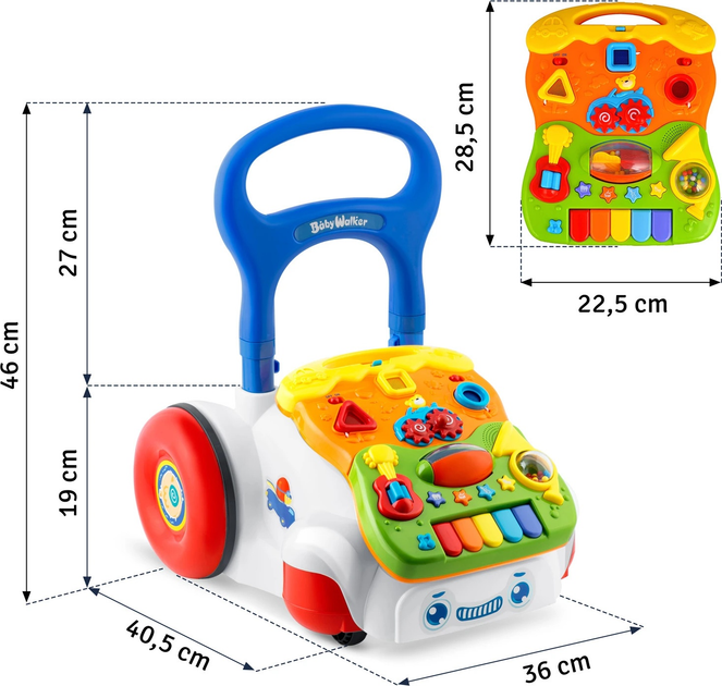 Навчальні ходунки з музикою Ricokids 2 в 1 RK-744 Білі (5903890616373) - зображення 10