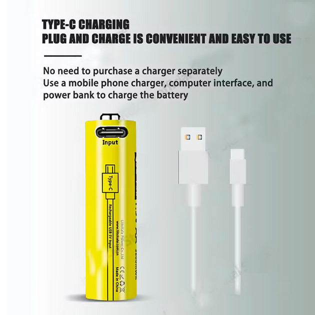 Аккумулятор AA LiitoKala USB-T36 1.5V, 2400 мАч - изображение 3