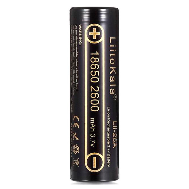 Акумулятор 18650, LiitoKala Lii-26A, 2600mAh - Фото 1 Акумулятор 18650, LiitoKala Lii-26A, 2600mAh - зображення 1