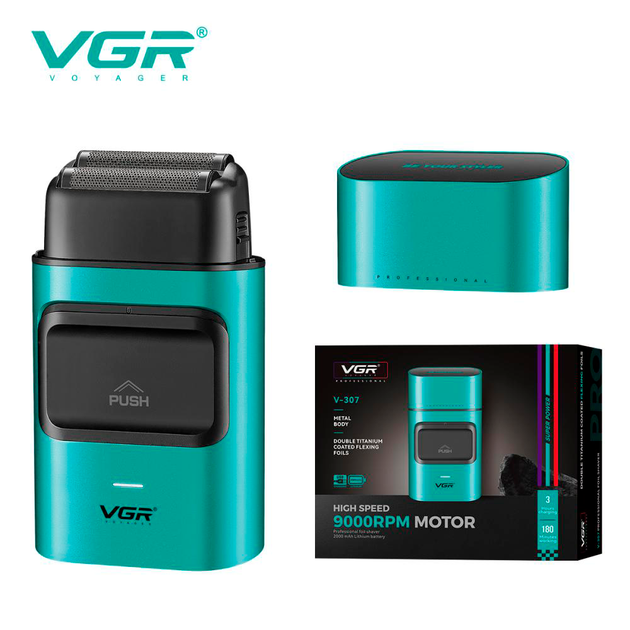Электробритва VGR V-307 GREEN шейвер, двойное лезвие, 2000mAh, 9000 RPM - изображение 6