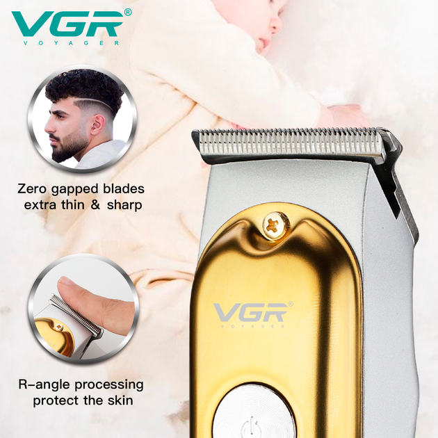 Триммер аккумуляторный для стрижки VGR V-290 GOLD, 3 насадки, LED дисплей - изображение 7