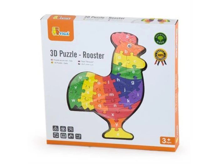 Деревянный пазл Петушок по буквам, Viga Toys, 26 эл., 55244N - изображение 2
