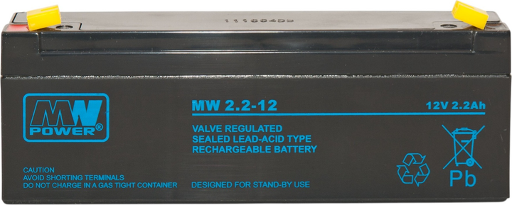 Akumulator MW Power VRLA AGM MW 2.2-12 12V 2.2Ah (5901885207216) - obraz 1