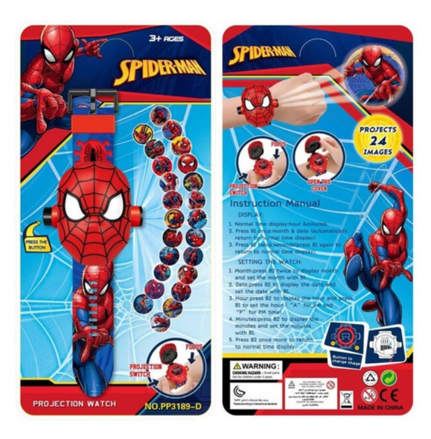 Детские наручные часы с 3D проектором — модель "Spiderman (Человек-паук)" проектор 24 изображения - Фото 2 Детские наручные часы с 3D проектором — модель "Spiderman (Человек-паук)" проектор 24 изображения - изображение 2
