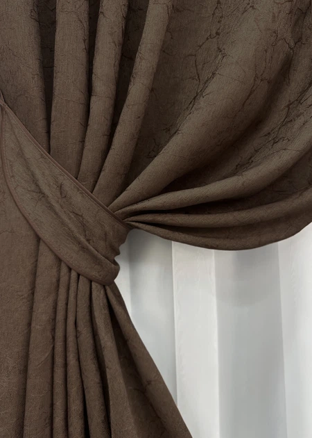 Комплект штор VR-Textil Жаккард Viva Marmo № 1783ш Коричневый 150х290 см 2 шт (33-0747) - Фото 5 Комплект штор VR-Textil Жаккард Viva Marmo № 1783ш Коричневый 150х290 см 2 шт (33-0747) - изображение 5