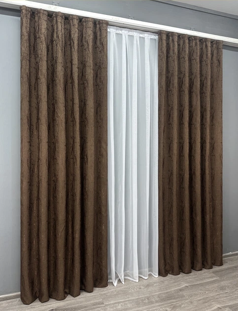 Комплект штор VR-Textil Жаккард Viva Marmo № 1780ш Коричневый 150х290 см 2 шт (33-0734) - Фото 4 Комплект штор VR-Textil Жаккард Viva Marmo № 1780ш Коричневый 150х290 см 2 шт (33-0734) - изображение 4