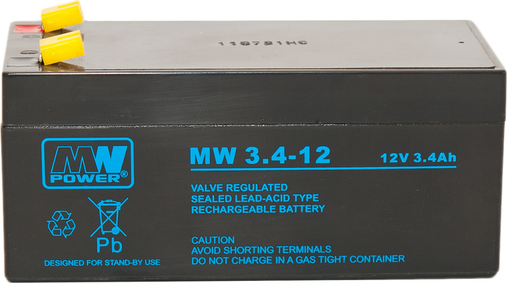 Akumulator MW Power VRLA AGM MW 3.4-12 12V 3.4Ah (5901885207223) - obraz 1