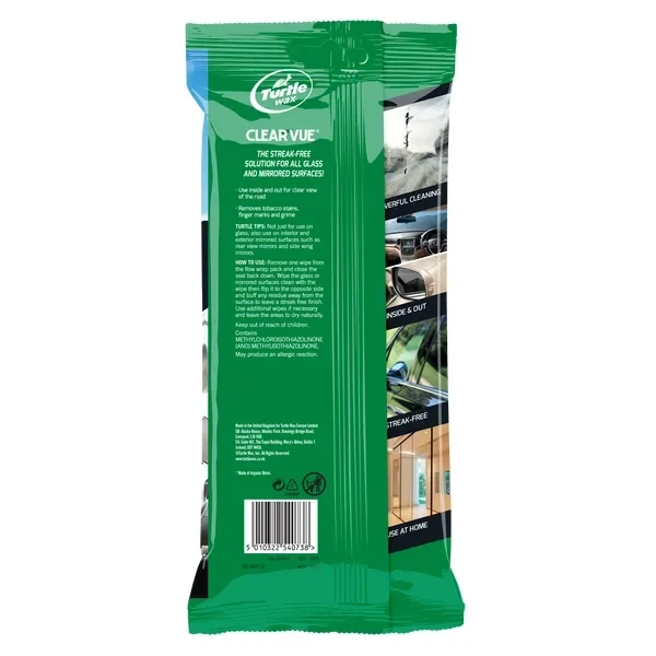 Салфетки для стекла Turtle Wax ClearVue Glass Cleaner Wipes 24 шт, очистка автостекла без разводов, удаление грязи и жира - изображение 2
