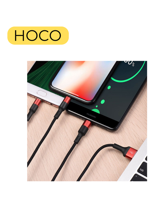Универсальный кабель Hoco X26 3в1 для зарядки MicroUSB, Lightning, Type-C черный - Фото 6 Универсальный кабель Hoco X26 3в1 для зарядки MicroUSB, Lightning, Type-C черный - изображение 6