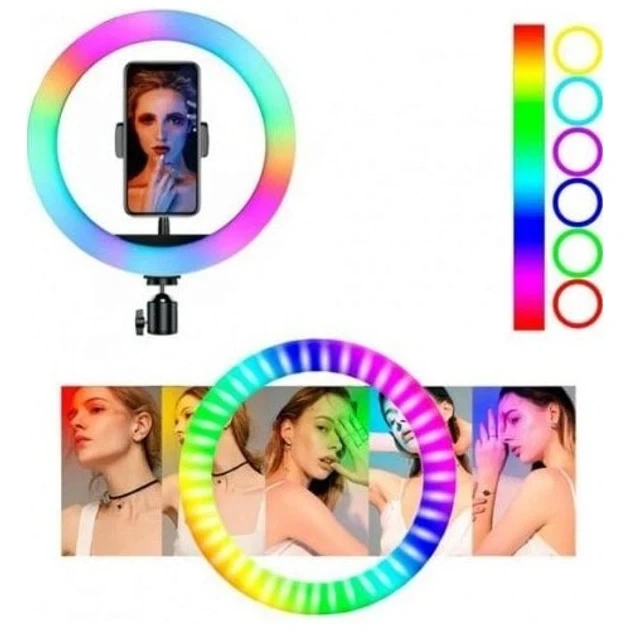 Кольцевая селфи-лампа LED MJ-33 32 см RGB USB для фото и видеосъемки черная - Фото 4 Кольцевая селфи-лампа LED MJ-33 32 см RGB USB для фото и видеосъемки черная - изображение 4