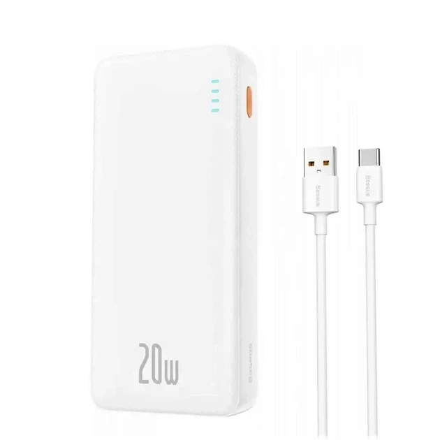 Павербанк для заряджання пристроїв Baseus Airpow Quick Charge 20000 mAh 20W, білий - Фото 1 Павербанк для заряджання пристроїв Baseus Airpow Quick Charge 20000 mAh 20W, білий - зображення 1