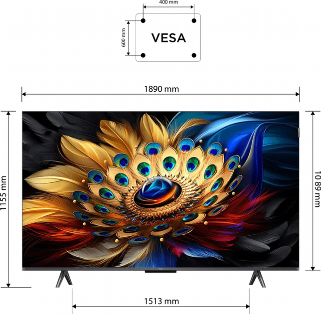 Телевізор TCL QLED 85" 85C655 - зображення 7
