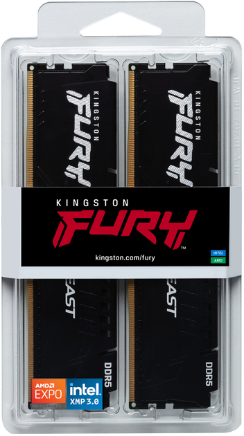 Pamięć RAM Kingston Fury DDR5-5600 131072MB PC5-44800 (Kit of 2x65536) Beast 2Rx8 Black (KF556C36BBEK2-128) - obraz 5