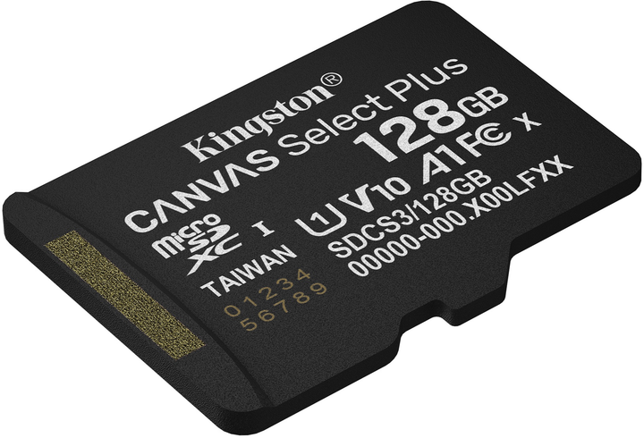 Карта пам'яті Kingston Canvas Select Plus Gen3 microSDXC 128GB Class 10 UHS-I U1 V10 A1 (SDCS3/128GBSP) - зображення 2