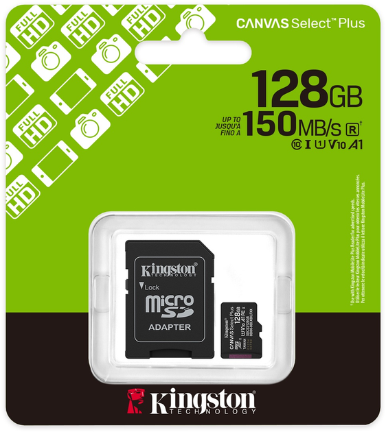 Карта пам'яті Kingston Canvas Select Plus Gen3 microSDXC 128GB Class 10 UHS-I U1 V10 A1 + SD-adapter (SDCS3/128GB) - зображення 7