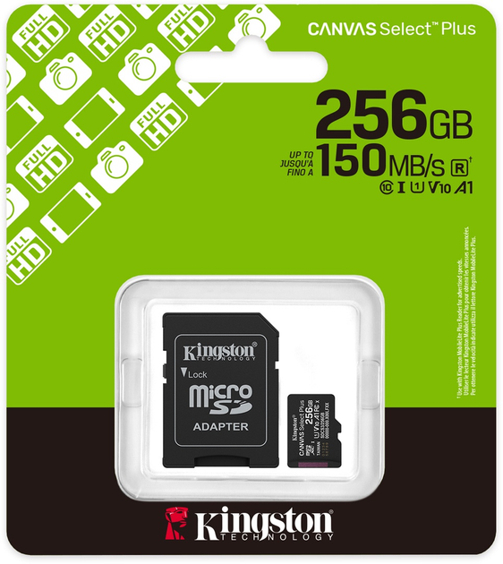 Карта пам'яті Kingston Canvas Select Plus Gen3 microSDXC 256GB Class 10 UHS-I U1 V10 A1 + SD-adapter (SDCS3/256GB) - зображення 7
