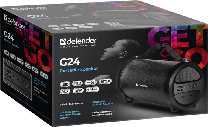 Портативна колонка Defender G24 10 Вт Bluetooth Black (4714033651240) - зображення 3