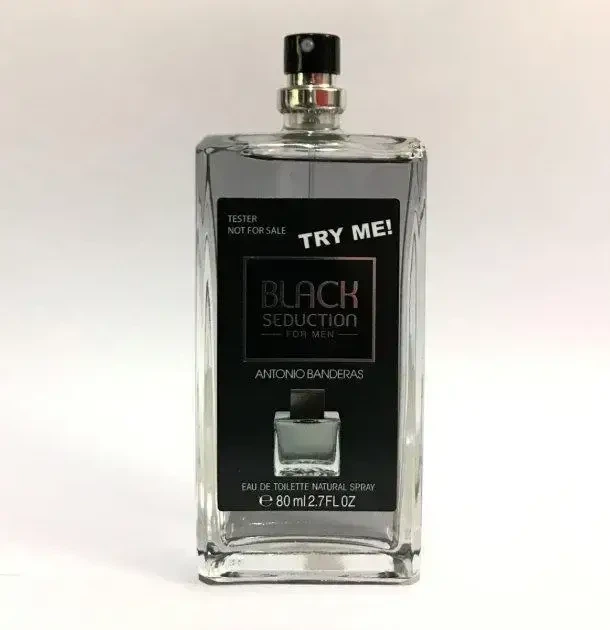 Туалетна вода для чоловіків Antonio Banderas Seduction Black Try Me Tester 80 ml - Фото 1 Туалетна вода для чоловіків Antonio Banderas Seduction Black Try Me Tester 80 ml - зображення 1