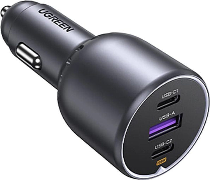 Samochodowa ładowarka Ugreen EC705 2xUSB-C 1xUSB-A 130W QC3.0 Black (6941876230259) - obraz 2