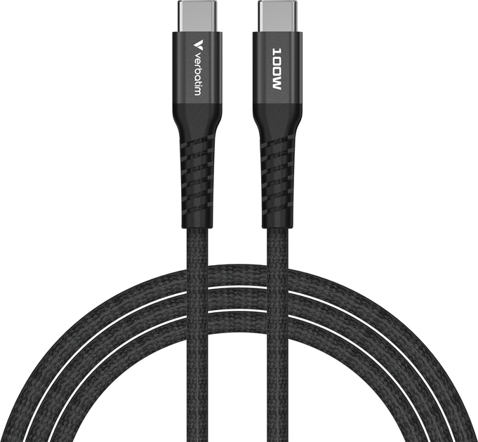 Kabel zasilający i synchronizujący Verbatim 100 W z magnesem, USB-C do USB-C, 120 cm, czarny (23942318637) - obraz 2