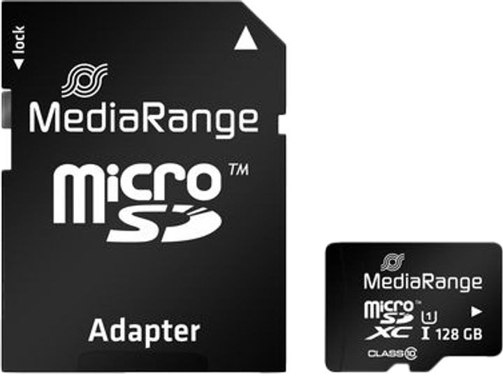 Карта памʼяті MediaRange microSDXC 128GB Class 10 + SD адаптер (4260459613633) - зображення 1