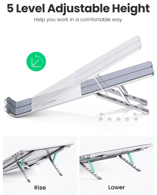 Підставка для ноутбука Ugreen LP451 Foldable Holder for Laptop Silver (6957303842896) - зображення 5