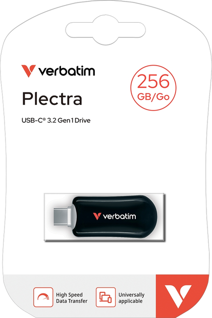 Pamięć USB USB Verbatim Plectra 256GB USB Type-C Black (0023942302261) - obraz 4