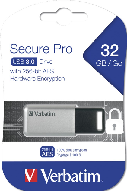 Флеш памʼять USB Verbatim Secure Pro 32GB USB 3.2 Gen1 Silver/Black (0023942986652) - зображення 4