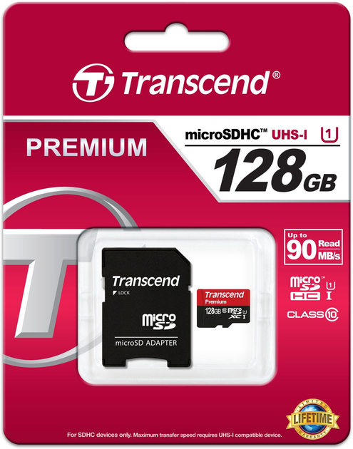Karta pamięci Transcend microSDXC 128GB Class 10 UHS-I Premium + SD-adapter (TS128GUSDU1) - obraz 2