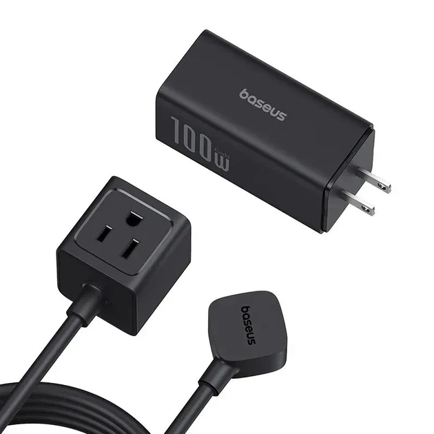 Подовжувач мережевий 1,5 м BASEUS PowerCombo Mini Power Strip 100W AC+3Type-C+USB Чорний (E00058205123-00) - Фото 4 Подовжувач мережевий 1,5 м BASEUS PowerCombo Mini Power Strip 100W AC+3Type-C+USB Чорний (E00058205123-00) - зображення 4