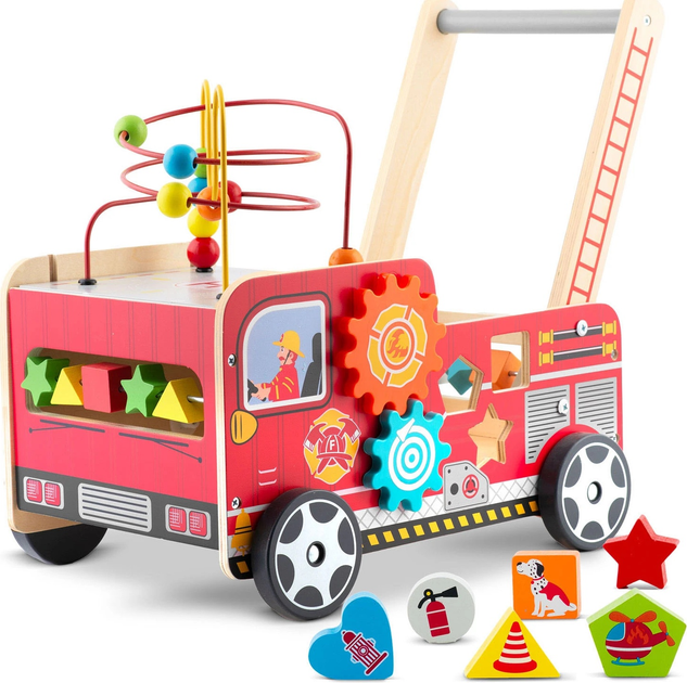 Drewniany chodzik pchacz Ricokids Straż pożarna RK-873 (5903890623289) - obraz 2