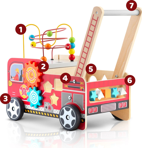 Drewniany chodzik pchacz Ricokids Straż pożarna RK-873 (5903890623289) - obraz 5