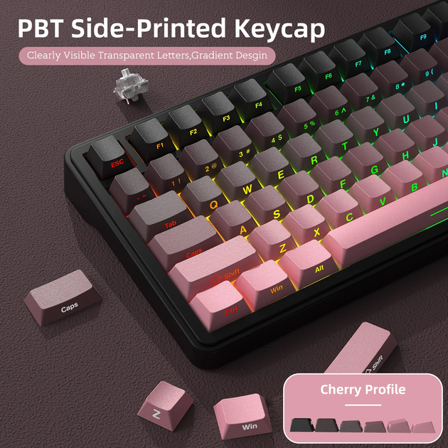 Бездротова механічна клавіатура Attack Shark X85 Hot-Swap 75% BT/2.4G/Type-C Pink Gradient - зображення 2