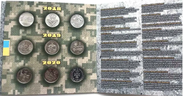 Спеціальні випуски пам'ятних монет ЗСУ 2018-2020 років. Кіборги, Добровольця, Військово-морського флоту, Краз-солдат, Учасникам бойових дій, Повітряні Сили, День пам'ята полеглих захисників, Державна прикордонна служба - изображение 3