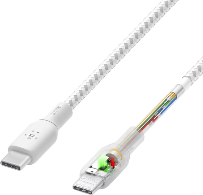 Kabel Belkin Braided USB Type-C – USB Type-C 100W 3 m White (CAB014BT3MWH) - obraz 6