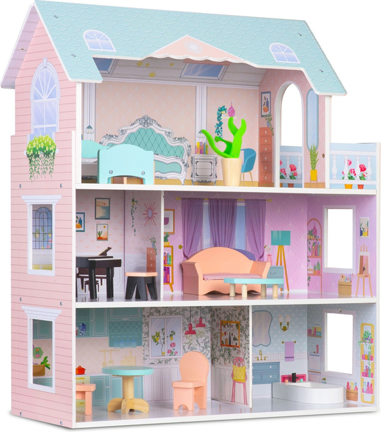Дерев'яний будиночок для ляльок Ricokids 3-поверховий RK-878 (5903890623333) - зображення 2