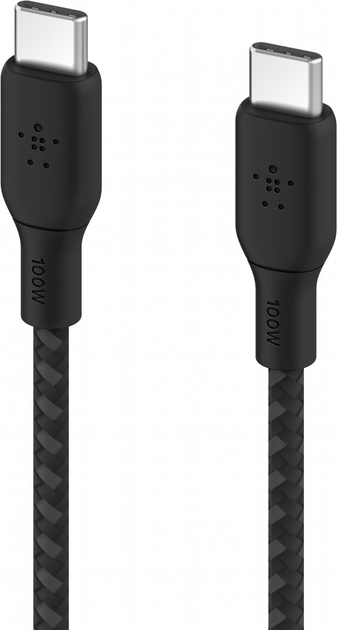 Kabel Belkin Braided USB Type-C – USB Type-C 100W 3 m Black (CAB014BT3MBK) - obraz 3
