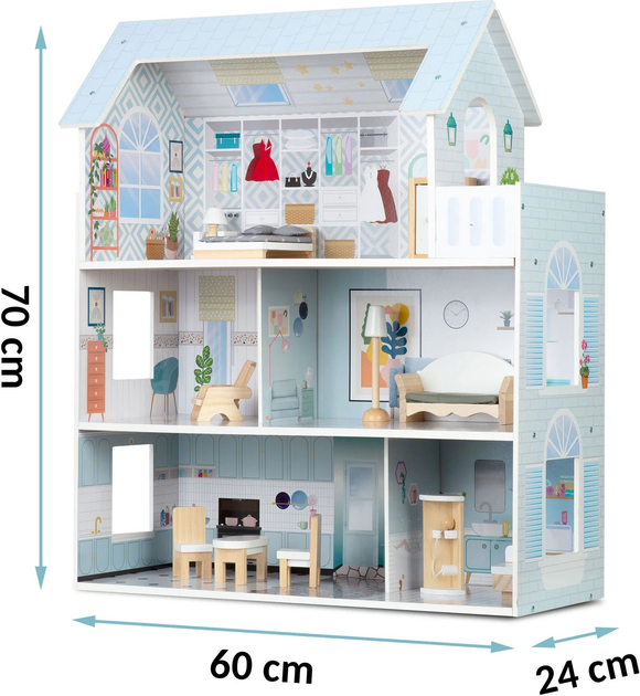 Drewniany domek dla lalek Ricokids 3-piętrowy RK-878 787801 (5903890623340) - obraz 7