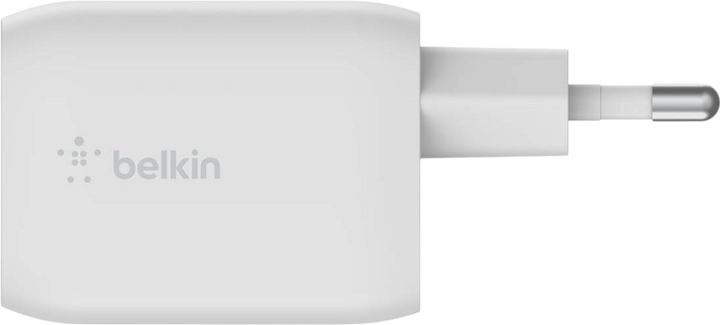 Мережевий зарядний пристрій Belkin 65W PD PPS Dual USB-C GaN with USB-C Cable White (WCH013VF2MWH-B6) - зображення 3
